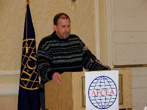 Dr. Ron Ross, senior scientist at the National Institute of Standards and Technology, talks to February attendees about the growing importance of cybersecurity.